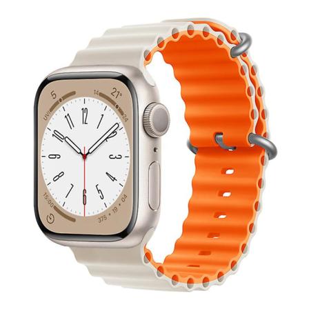 Ocean Armbånd For Apple Watch Band 44mm 40mm 45mm 41mm 49mm 42mm 38mm Smartwatch Silikonrem Iwatch Ultra Series 7 6 3 Se 8 45-Starlight-orange 42 44 