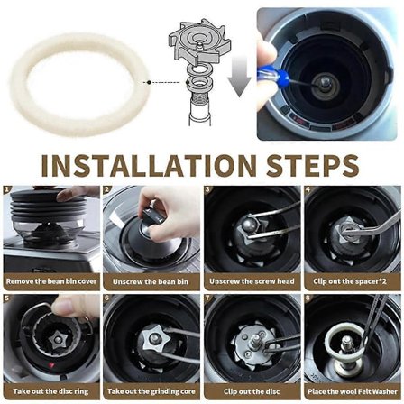 6 stk. Filt Skive Udskiftning til Espressomaskine Kværne - Kompatibel med BES870, BES878, BES880, BES980, BCG820 Modeller