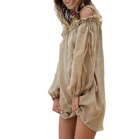 Lös Bikiniöverdel Solskydd Enfärgad Strandklänning Kaftan