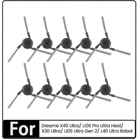10 st Sidoborstar för Dreame X40 Ultra/ L10S Pro Ultra Heat/ X30 Ultra/L10S Ultra Gen 2/L40 Ultra Vac
