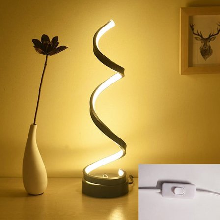 LED Bordlampe, Justerbart Spiraldesign, Minimalistisk 17W Skrivebordslampe med 3 Farver, Sort_TF_TF