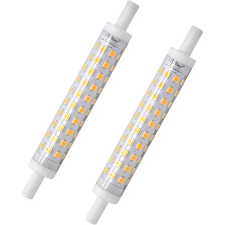 2-pakning R7s LED-pærer, 118 mm, varmhvit, 3000K 230V AC