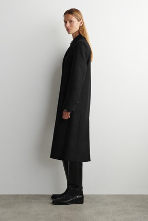 COS Femme Manteau Tailleur Long Et Croisé En Laine in Noir