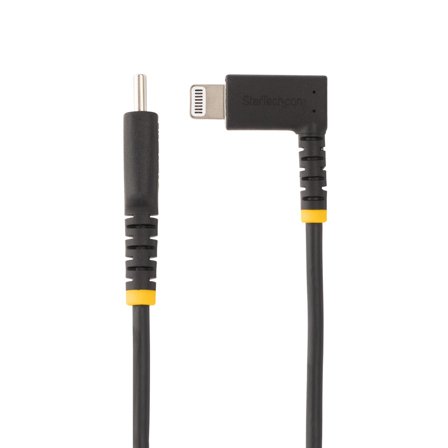 StarTech 3ft (1m) Durable USB-C to Lightning Cable - Right-Angled Heavy Duty Aramid Fiber USB Type-C to Lightning Charging/Sync Cord - Apple MFi