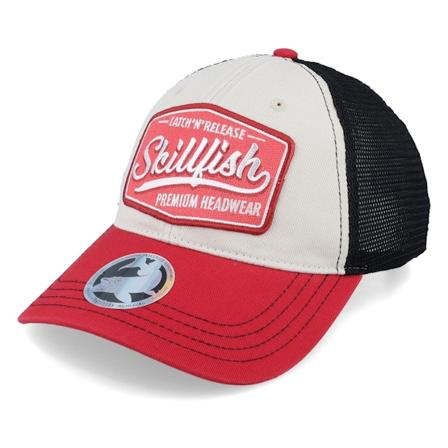Skillfish - Béžová trucker Kšiltovka - Premium Fishing 111 Tri Stone/Black/Red Trucker @ Hatstore
