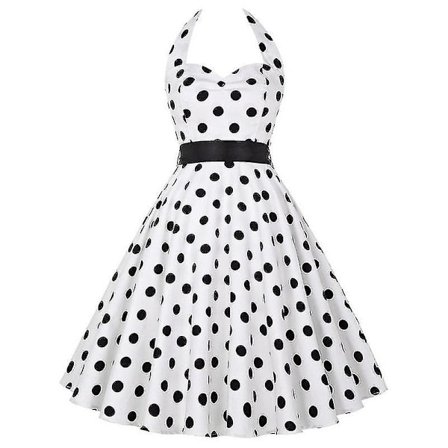 Sexig Retro Röd Polka Dot Klänning Audrey Hepburn Vintage Halter Klänning 50-talet 60-talet Gothic Pin Up Rockabilly Dress Robe