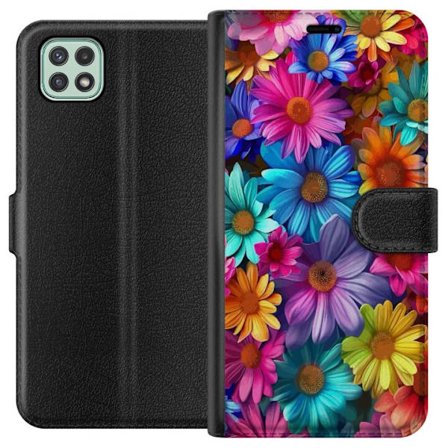 Yhteensopiva Lompakkokotelo Samsung Galaxy A22 5G Gerbera Kukat Värikäs Koriste Kukka Motiivi Suosittu Kotisisustus Väririkas Seinätaide Suunnittelu