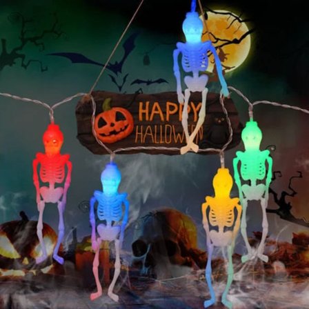 /EA/Halloween-slingor Halloween-dekorationer 8 lägen med fjärrkontroll Spöke Skalle Ljus Vattentät batteridriven