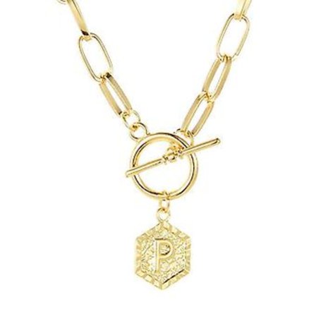 StatementHalsband 26 Engelska Bokstäver Hänge Kedja Retro Pappersklämma Halsband Hexagon P
