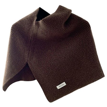 Ensfarget Ullskuldersjal Vintervarme Høyhals Strikket Skjerf Sjal