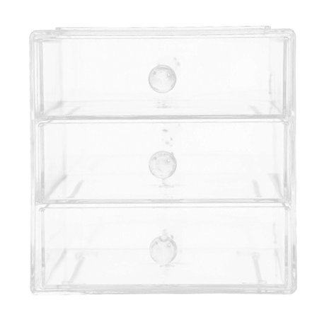 Skrivebordsorganisator med skuffer, gjennomsiktig 3-lags kosmetikkoppbevaringsboks i akryl