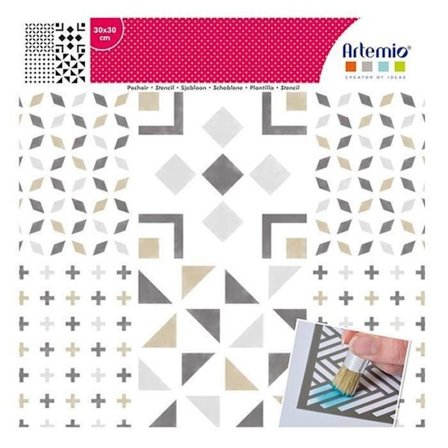 Stencil 30 x 30 cm - Rutor & kors