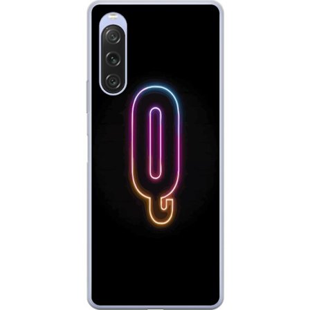 Kompatibel Mobilcover til Sony Sony Xperia 10 V Minimalistisk neonbogstav Q i lyse farver mod mørk baggrund