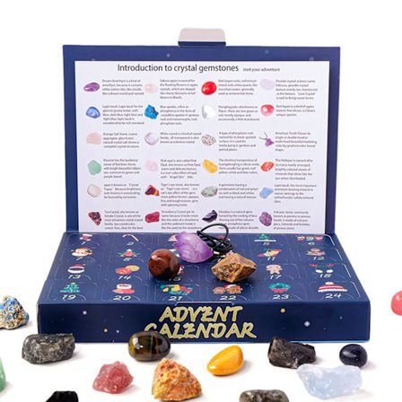 Kristall Ädelsten Adventskalender 24 st Färgglada Samlarkristaller Sten Presentförpackning För Barn Vuxen Mix Sten