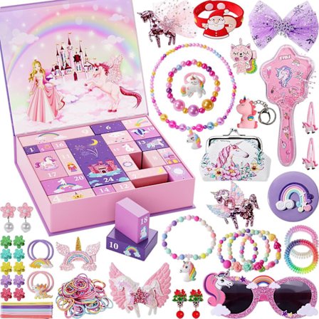 Adventskalender for jenter - Enhjørninggaver til jenter Adventskalender 24 dager med overraskelsesgaver Beste gaver til døtre, barnebarn