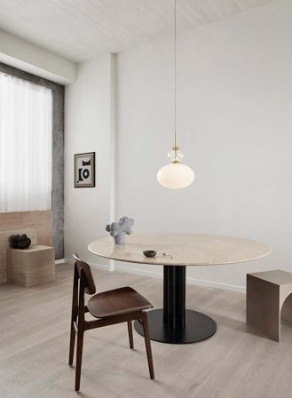 Rizzatto 32 taklampe - satin brass/opal