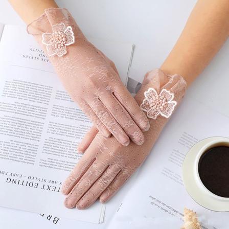 1 Par Solskyddshandskar Ice Silk Glove Rosa Style3
