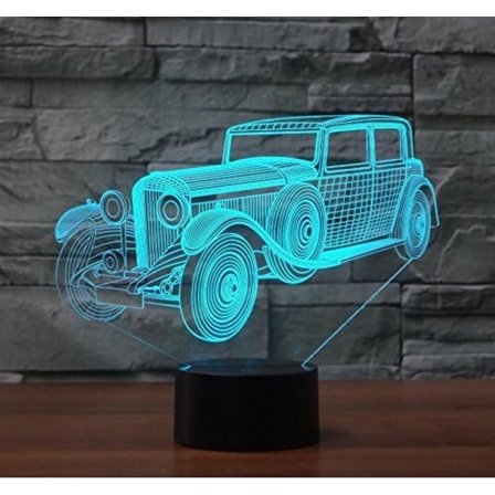 3D Bil Nattlys Lampe Optisk Illusjon Nattlys 7 Farge Skiftende Berøring Bryter Bord Skrivebord Dekor Lamper Gave