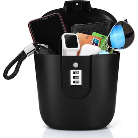 Bærbar Tyverisikringsboks - Bærbar Sikkerhedstaske - Rejsesikkerhed til Stranden - med Cifre til Strand, Camping, Rejser, Sport, Shopping (Sort)