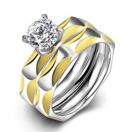 Rostfritt stål ring Förlovningring CZ