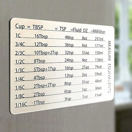 Magneettinen keittiön muunnostaulukko jääkaappiin White