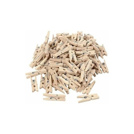 100 st 25 mm Mini Naturliga Träklädnypor Fotopapper Klädnypa Klämma Storlek 25