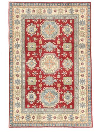 Kazak Fine Rug 199X303 Beige/Brown Wool, Afghanistan
