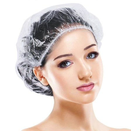 100 stk. engangs dusjhetter, 100 stk. badehetter, store vanntette tykke elastiske plastiske klare dusjhetter