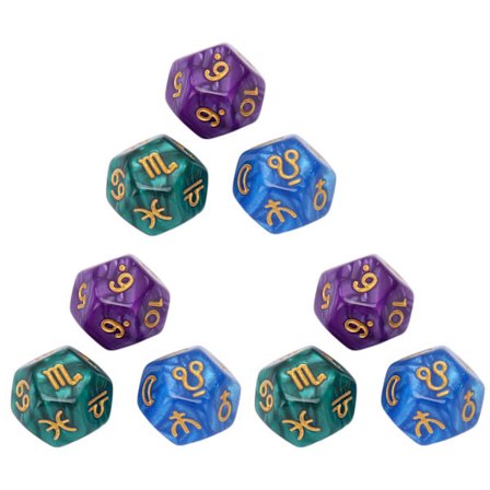 3 Sett 12-sidige Terninger Vanntett Plast Brettspill Undervisning Blå Lilla Grønn