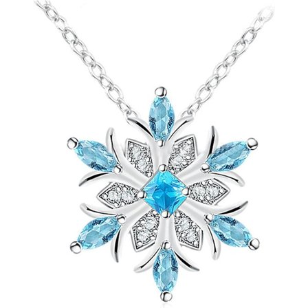 Snöflinga Blå Halsband Halsband Ädelstens Halsband