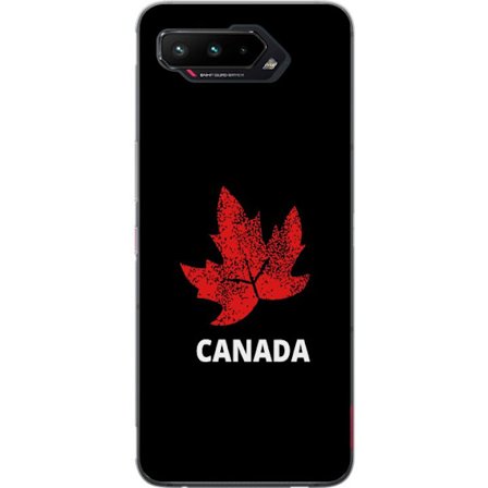 Kompatibelt Mobildeksel til Asus Asus ROG Phone 5 Grafisk lønnebladsymbol i rødt mot svart bakgrunn med tydelig kanadisk referanse og minimalistisk
