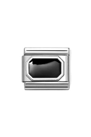 CL Symbols 925 Sterling Silver & Enamel Rectangle Black