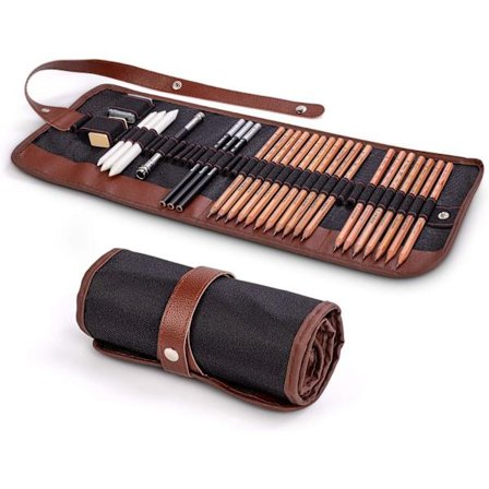 Tegne- og skitseringssæt med blyanter, tegneudstyr kunstnerkit