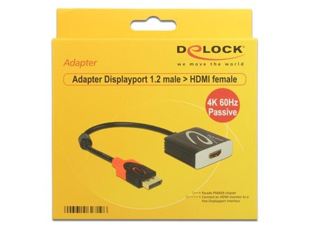 Delock 4K Passive - video adapter - DisplayPort / HDMI - 20 cm