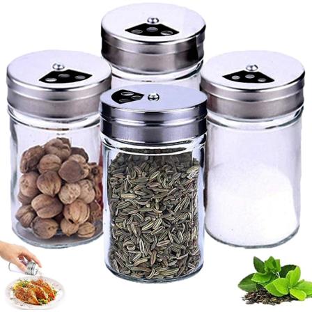 Kryddburkar, 4 st kryddburkar med svinglock, glas kryddburk - 100 ml, kryddglas, för förvaring av te, salt, peppar eller kryddor (genomskinlig)
