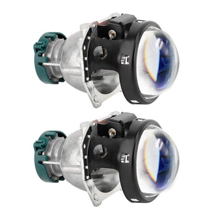 Par af 12V Bil Bifokale Linser med Blå Belægning HD Glas Bil Forlygte Universal til GTR