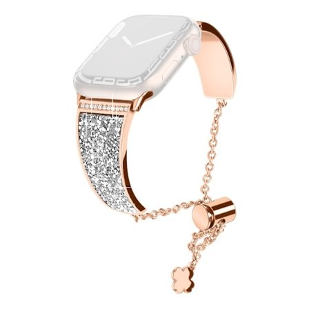 Apple Watch Series 8 (45 mm) / Watch Ultra klockarmband med strassdekor - Roséguld / Roséguld