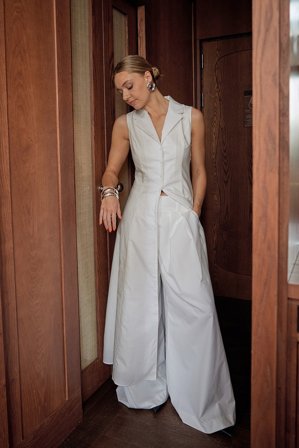 Lydia Tomlinson x NA-KD - Dressbukse med vide ben - Vide bukser - Hvit - EU 32