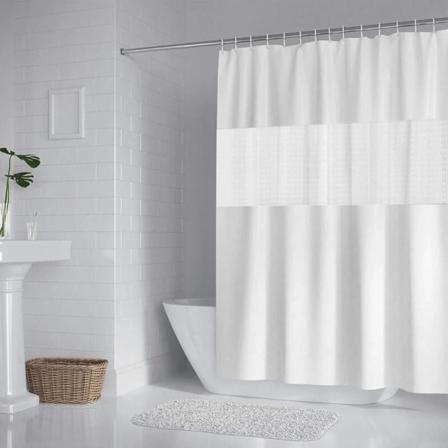 Duschdraperi 200x180cm Vattentät Semi-Sheer EVA Badkarsdraperi för badrum - Vit,
