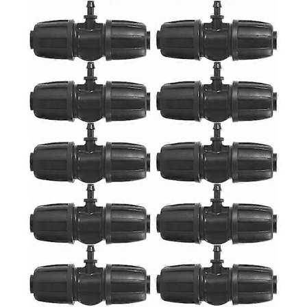 KINCJON 16mm til 4/7 Hage Lås Barb Tee Koblinger, 10 stk/sett Koblinger for PE Slange Hage Vanningssystem