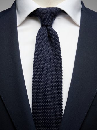 John Henric Men's Navy Blue Wool Knitted Tie Size 6