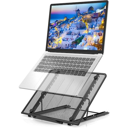 Laptop Stativ, 24.2*19*19.8cm Ventilert Laptop Stativ, Justerbar Ergonomisk Laptop Stativ Lett Bærbar Seng Bord for MacBook Air Pro, PC, iPad,