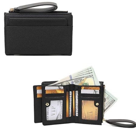 Multifunktionel PU-læderpung til kvinder – med mange kortrum, lynlås, møntrum og armbånd