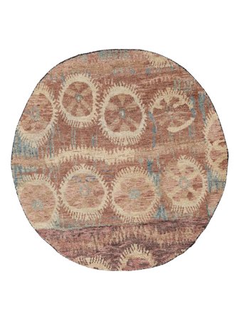 Usak Indisch Teppich Handgeknüpft Ø 200 Quadratisch Braun/Orange Indien