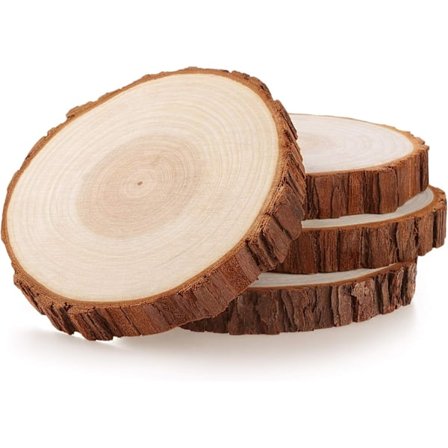 Puukiekot, 4 x Puupölkkykiekkoa 16–18 cm Viimeistelemättömät Puuympyrät, Reiättömät Puuympyrät DIY-askarteluun