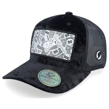 Monopoly - Black - trucker - Cap - Monopoly Man B/W Black Velvet Trucker - Hatstore