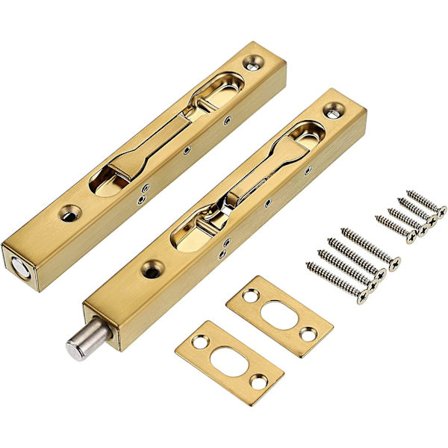 2 stk. 6 tommer dørbolte - Skjult sikkerhedslås i rustfrit stål til franske døre med hardware, metalforsænkede låsebolte til komposittræ dobbelt dummy