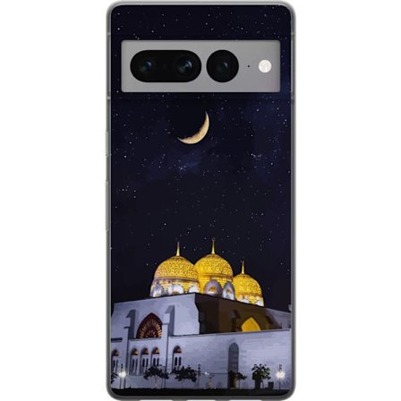 Kompatibelt Mobildeksel til Google Pixel 7 Pro Stjerneklar natt med gyldne kupler og halvmåne over opplyst moské
