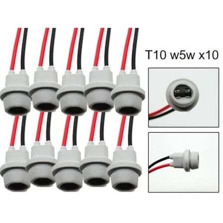 T10 w5w led / halogen kontakter / sokkel 10-pakning myk