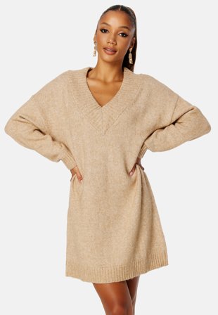 BUBBLEROOM Knitted V-neck Sweater Dress Klær